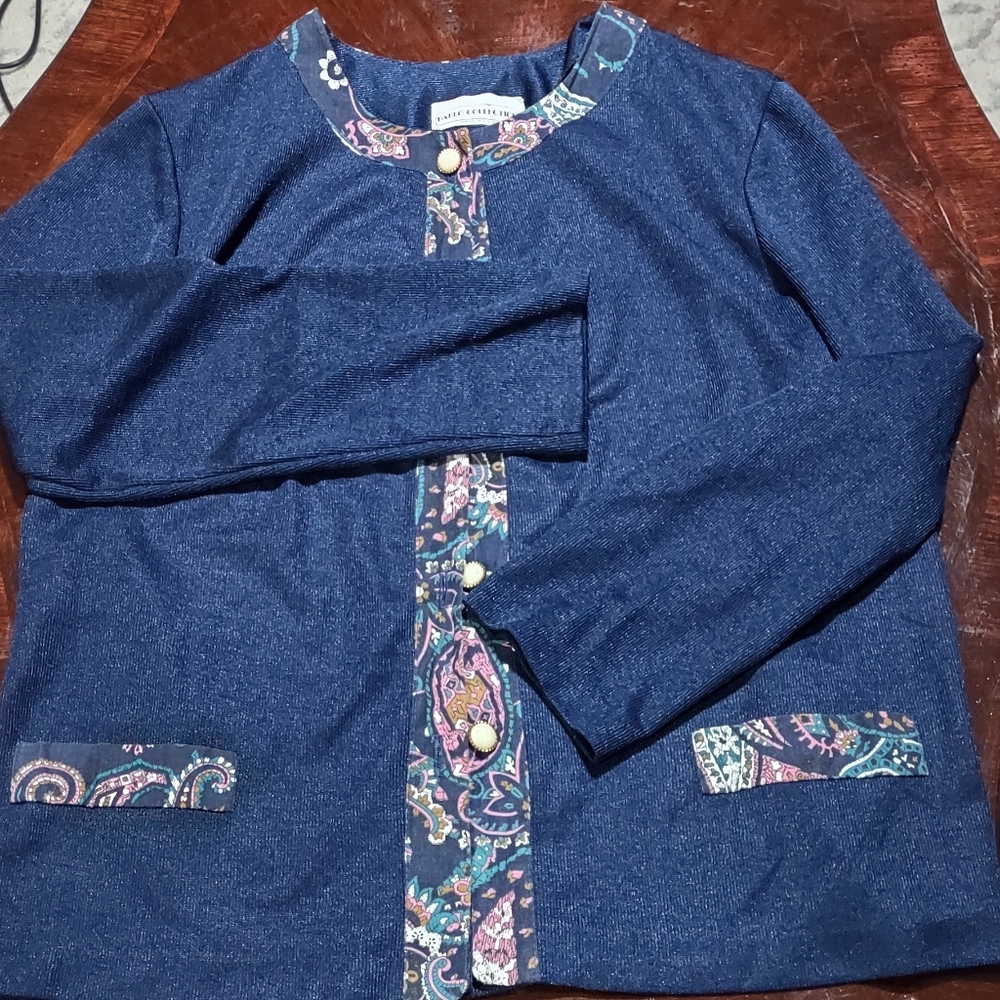 (715) Pablo collection, Size 18, button down, Top,Blouse or Lt. jacket, Blue